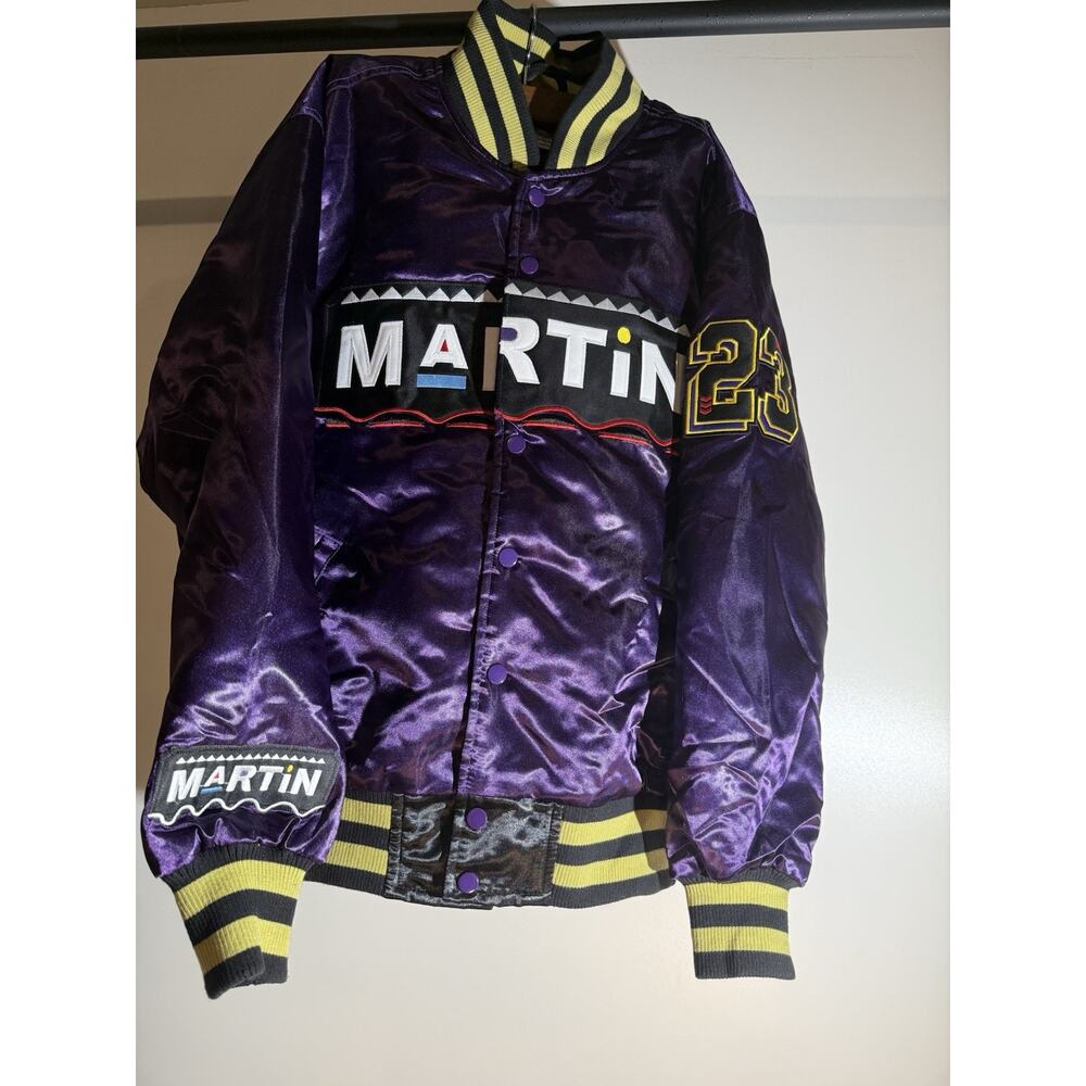Martin Lawrence Marty Mar #23 Headgear Classics Satin Varsity Jacket Purple - M